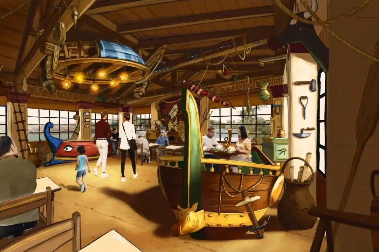 La Grèce renait au Parc Astérix avec 3 attractions et un restaurant : Les nouveautés pour 2027 - Parcs Actus - Actualite des parcs d'attractions Grece restaurant interieur 3 edited - Actualité des Parcs d'attractions - Parcs Actus