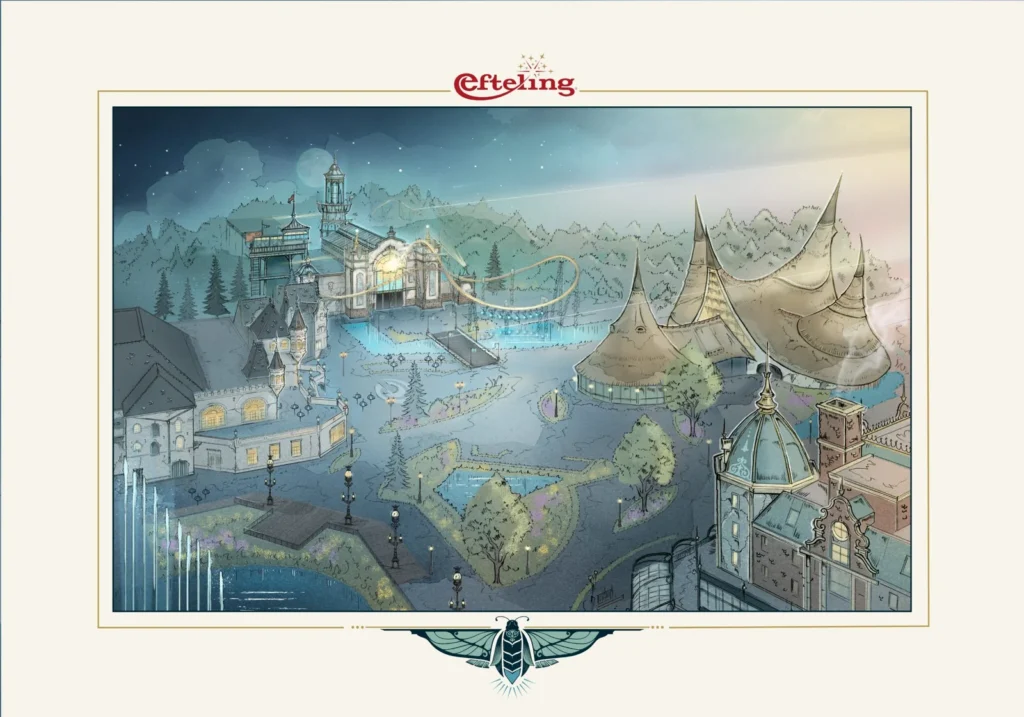 Missie Luminar : le futur coaster suspendu d’Efteling - Parcs Actus - Actualite des parcs d'attractions missie luminar design met kader 2048x1435 1 - Actualité des Parcs d'attractions - Parcs Actus